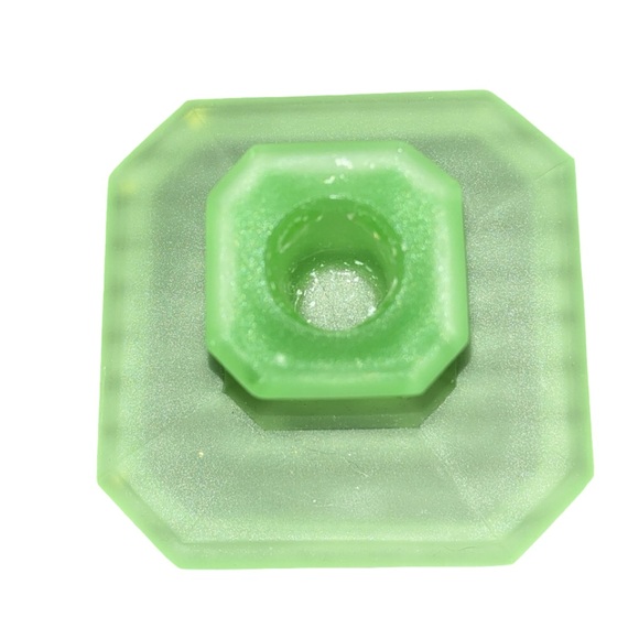 2 Vintage Tiffin Art Deco Green Uranium Candlestick Holders Set - Picture 3 of 5